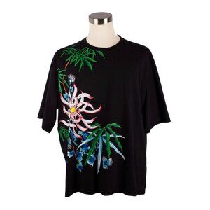 KENZO black cotton blend multicolor floral print t-shirt